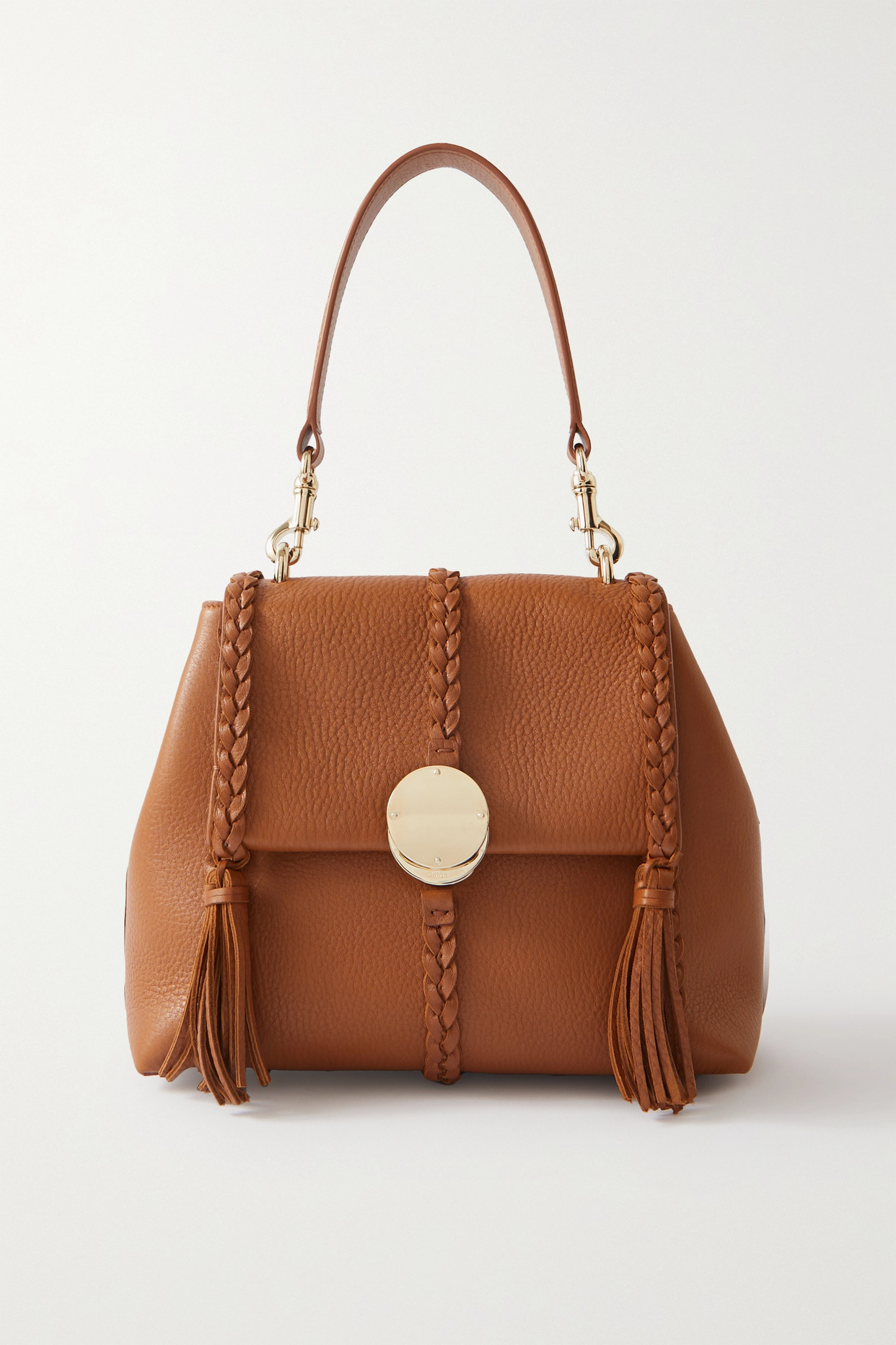 Chloé - Penelope Small Tasseled Textured-leather Shoulder Bag - Brown - one size