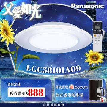 【Panasonic 國際牌】5-7坪 Air Panel 導光板系列 LED遙控吸頂燈(LGC58101A09 雙重)