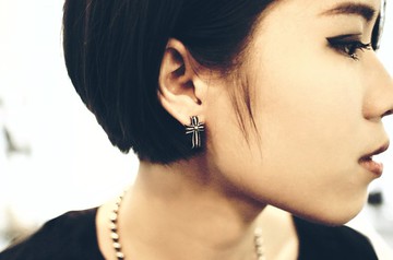 【玫瑰十字架系列 925純銀耳環 單個】祝福禮物