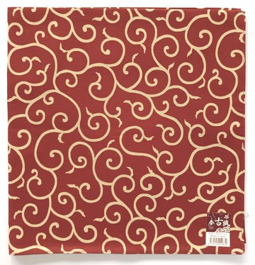 紅色唐草紋頭巾，19 x 20 英吋，日本捲葉紋樣，