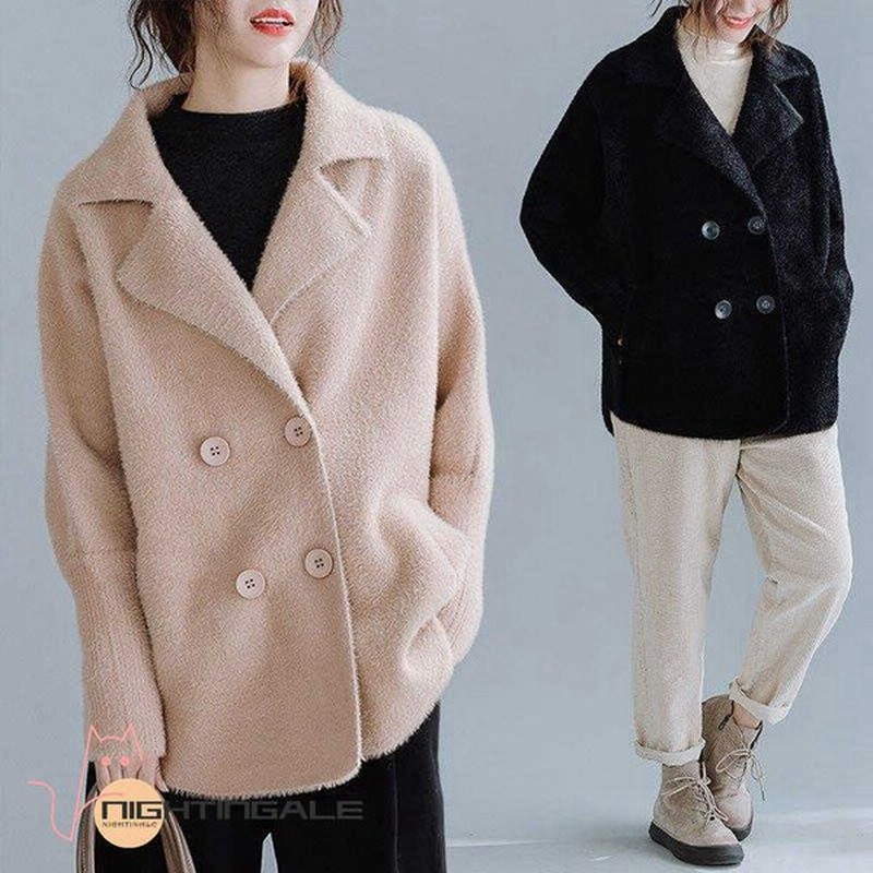 アウター レディース Pコート モヘアニット ショート丈 ミドル フェミニン モコモコ 可愛い 秋冬 通販 Lineポイント最大get Lineショッピング