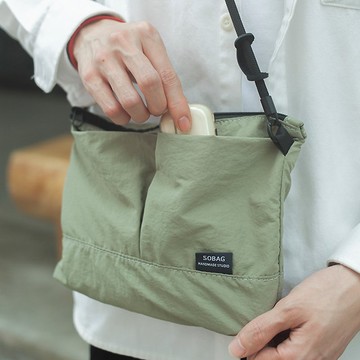sobag輕便街頭潮流斜挎小方包男休閒日系文藝防潑水尼龍單肩布包