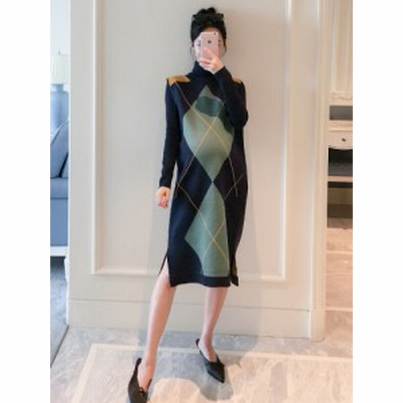 マタニティ ワンピース アンサンブル タートルネックニットとノースリーブチェック柄ニットワンピース マタニティウェア 雑誌 インスタ 通販 Lineポイント最大1 0 Get Lineショッピング