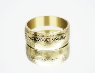 希臘硬幣戒指 100 德拉克馬 1990-2000 希臘硬幣戒指 希臘硬幣項鍊