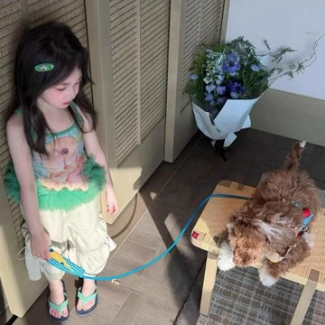 Mini baby🌷女寶綠色吊帶衫背心外穿夏季兒童蓬蓬網紗公主風上衣
