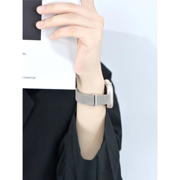適用applewatch米蘭尼斯表帶小蠻腰iwatch磁吸金屬S10/S9纖細表帶蘋果手表S8/7/6/5/4/se雙節簡約星光色表帶