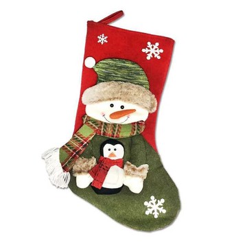 MODACore 摩達客 - 耶誕-紅綠系雪人抱企鵝聖誕襪