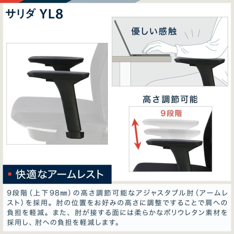 イトーキ サリダ YL8 オフィスチェア 全身を支えるハイバック 通気性に優れたメッシュ形状 高機能ヘッドレスト こだわりの座面  2000円クーポン-7/22 | LINEショッピング