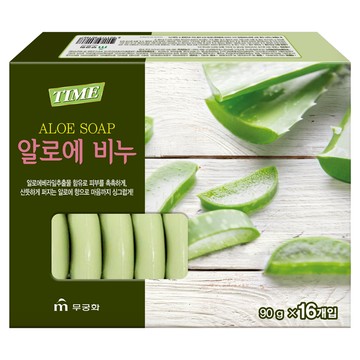 MUGUNGHWA 無窮花 TIME蘆薈香皂 高度保濕 舒緩乾燥  90g  16個