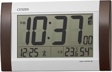 【日本代購】Citizen 西鐵城電波鬧鐘數字R188放兩用日曆顯示溫度· 濕度 白棕色 8rz188 – 006