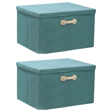 樂邦 棉麻掀蓋式收納箱  2個  莫蘭迪綠  大(40 x 30 x 25cm)