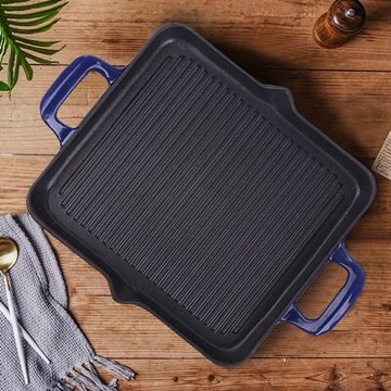 鑄鐵鍋烤盤鍋具-琺瑯鑄鐵鍋烤盤耐燒戶外BBQ不沾鍋牛排煎烤盤1色66f49【獨家進口】【米蘭精品】