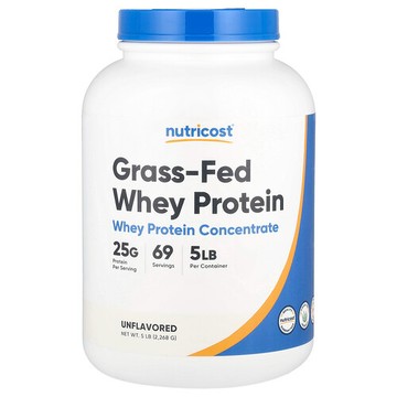 Nutricost, 草飼濃縮乳清蛋白，原味，5 磅（2,268 克）
