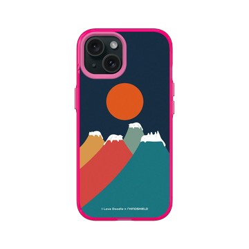 iPhone 15 Clear 粉漾桃 - ilovedoodle (Lim Heng Swee) - Cat Landscape - Colorful Mountains 貓咪五彩山