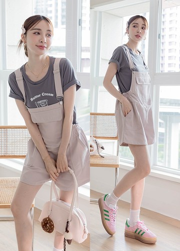 女孩風吊帶褲