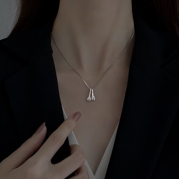 925純銀小吃貨叉勺項鏈女年新款創意小眾設計ins風秋冬毛衣鏈