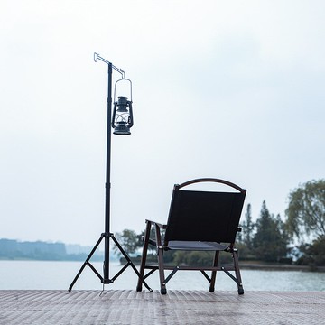 戶外露營便攜式鋁合金馬燈架桿野營置物架燈桿地插三角掛燈掛架子