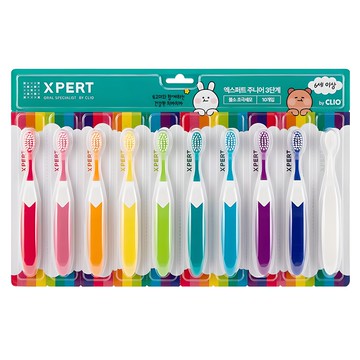CLIO XPERT 3階段含氟超細軟毛兒童牙刷  1組  多色  10個