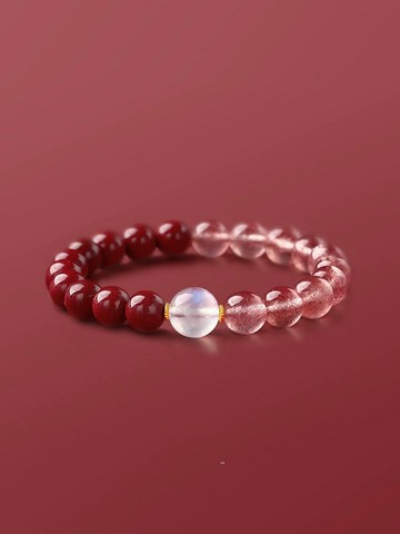 『百貨屋二號』天然草莓水晶本命年高含量朱砂手鏈女手串本命年送女友禮物