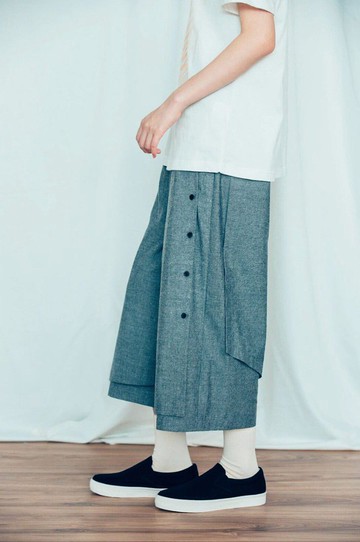 變形蟲 排釦長褲 (黑/灰) Organic Cotton & Recycle