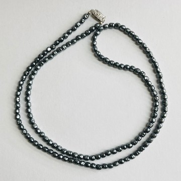 玻璃巴洛克長款項鍊／約 6mm、約 90cm／槍鐵黑／made in japan