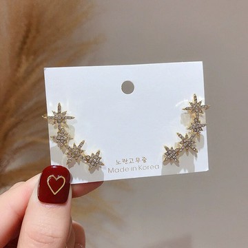 925銀針八芒星耳釘耳骨夾一體式耳環氣質網紅耳飾