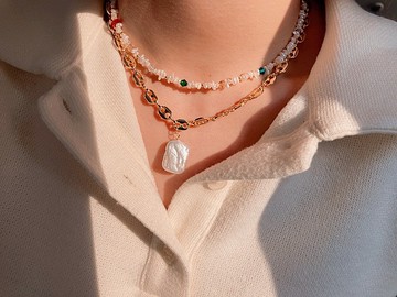 【熱賣】水晶 玻璃珠 淡水珍珠項鍊 | Y2K 千禧風飾物 歐美時尚