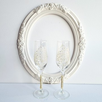 綴有獨特圖紋與水晶的婚禮對杯，藝術般的優雅玻璃設計