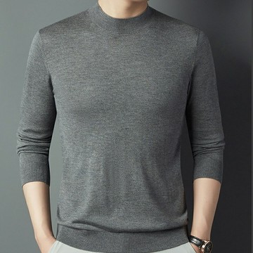 【巴黎精品】現貨+預購 頂級長袖針織衫直筒褲休閒外套秋冬大碼男裝-純羊毛半高領男上衣6色a1lf8