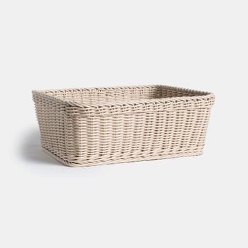 奧可利霧紋手工編織置物籃LH 長形奶茶