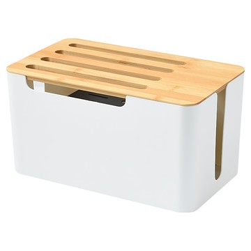 Mega 日式木蓋雙層路由器收納盒  白色  1個
