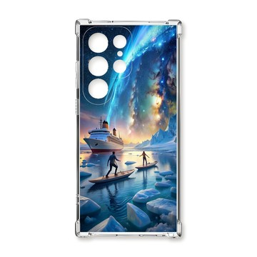 S22 系列殼 TRON 三星 S22 Ultra 冰川上的划船 四角防摔殼 手機殼
