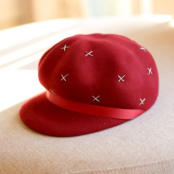 貝雷帽女秋冬韓版日系百搭英倫冬天帽子女畫家南瓜羊毛蓓蕾帽1入