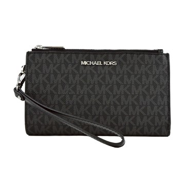 [平輸版] 【MICHAEL KORS】JET SET滿版多功能手掛式中長夾(黑)真品平輸