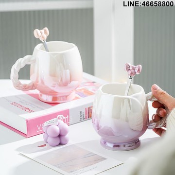 免運 開立發票 水杯 陶瓷杯 花朵馬克杯高顏值陶瓷杯子家用咖啡早餐杯水杯女生生日禮物伴手禮