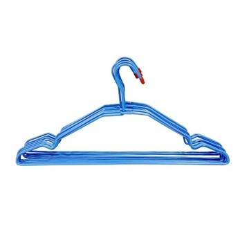 吉祥 大凹槽多功能衣架 10入  46x22cm  覆膜浸塑  防滑  乾濕兩用  防水防鏽  藍色  2組