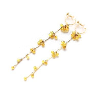 9月誕生石 K10 黃色彩鑽漸層長耳環 ~ESPOIR~