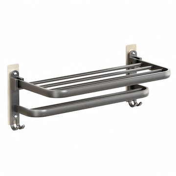 妃妃嚴選 旋轉毛巾架  槍灰色  180°自由旋轉  太空鋁  防鏽耐磨  五桿  490g  黑色  1個