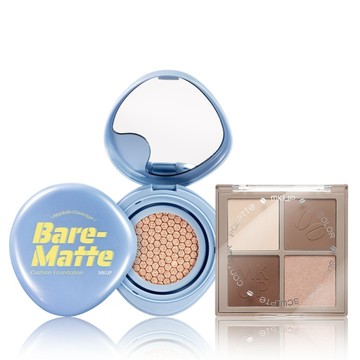 MKUP 美咖 絕對遮瑕裸霧氣墊粉餅（SPF25 PA++）+天生骨感四色修容盤
