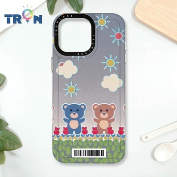 TRON IPhone 16 Pro Max 小熊與花系列 防摔太空載具殼 透黑 軟硬 手機殼