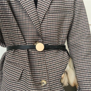 韓國新款黑色細腰帶女ins風配裙子裝飾時尚百搭復古韓版小皮帶窄