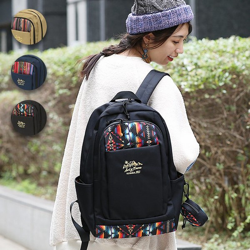 リュックサック バックパック デイパック バッグ レディース メンズ 秋 冬 大容量 マチ 収納力 背面ポケット ナバホ柄 ポーチコンビリュック Zjwcbb7060 通販 Lineポイント最大0 5 Get Lineショッピング