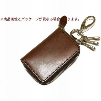 [TOCHIGI LEATHER(とちぎ革)] キーケース スマートキー 栃木レザー フック付き ラウンドジップ 天然皮革仕様 牛革 日本製 (ダー