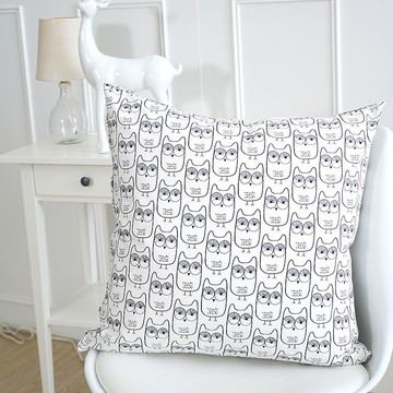 簡約系列抱枕-貓頭鷹(白)