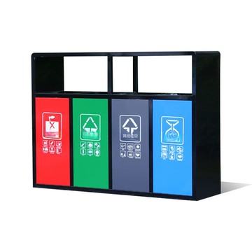 戶外四分類垃圾桶不銹鋼多分類環衛果皮箱室外景區街道市政垃圾箱[DD080109]