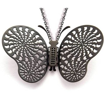 Magi-Steel｜蝶@台灣 可換翅膀蝴蝶項鍊-似有若無系列–光圈(霧黑色)