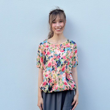 Hana Mokuba 繽紛水彩感花花收邊上衣