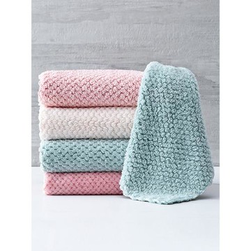 雙面洗碗布家務珊瑚絨百潔布吸水不掉毛廚房抹布不沾油易清洗神器