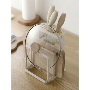 日本廚房用品收納架砧板架多功能鍋蓋置物架刀具刀座菜板架菜刀架