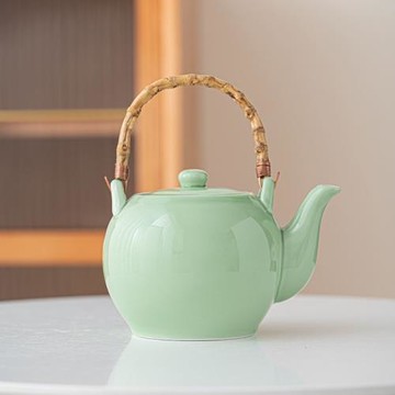青瓷茶壺單壺大號冰裂陶瓷大容量功夫茶具泡茶提梁壺中式涼水壺